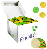 Fruidles St. Patrick's Day 1000 Coins White Chocolate Coins Green and Gold Coins, Belgian Nut-Free Milk Chocolate, Kosher Certified Dairy