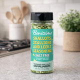 Benissimo Shallots, Scallions & Leeks Seasoning Salt Free, Vegetable & Herb Blend for Soups, Stews, Casseroles & Vegetables with Pet Shaker | 8.5