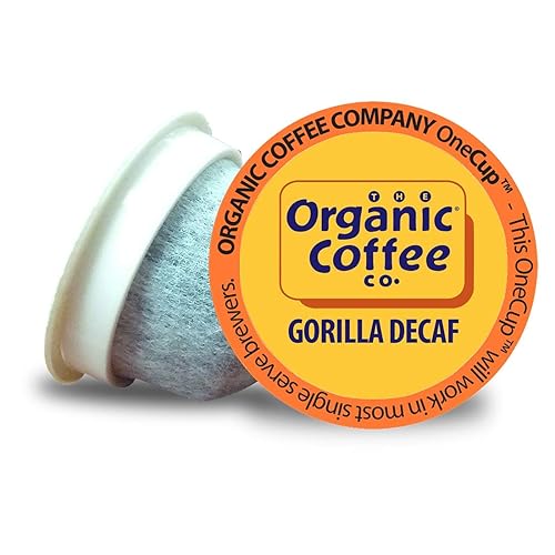 The Organic Coffee Co. Compostable Coffee Pods - Gorilla Decaf (36 Ct) K Cup Compatible including Keurig 2.0, Medium Roast, Swiss Water Processed
