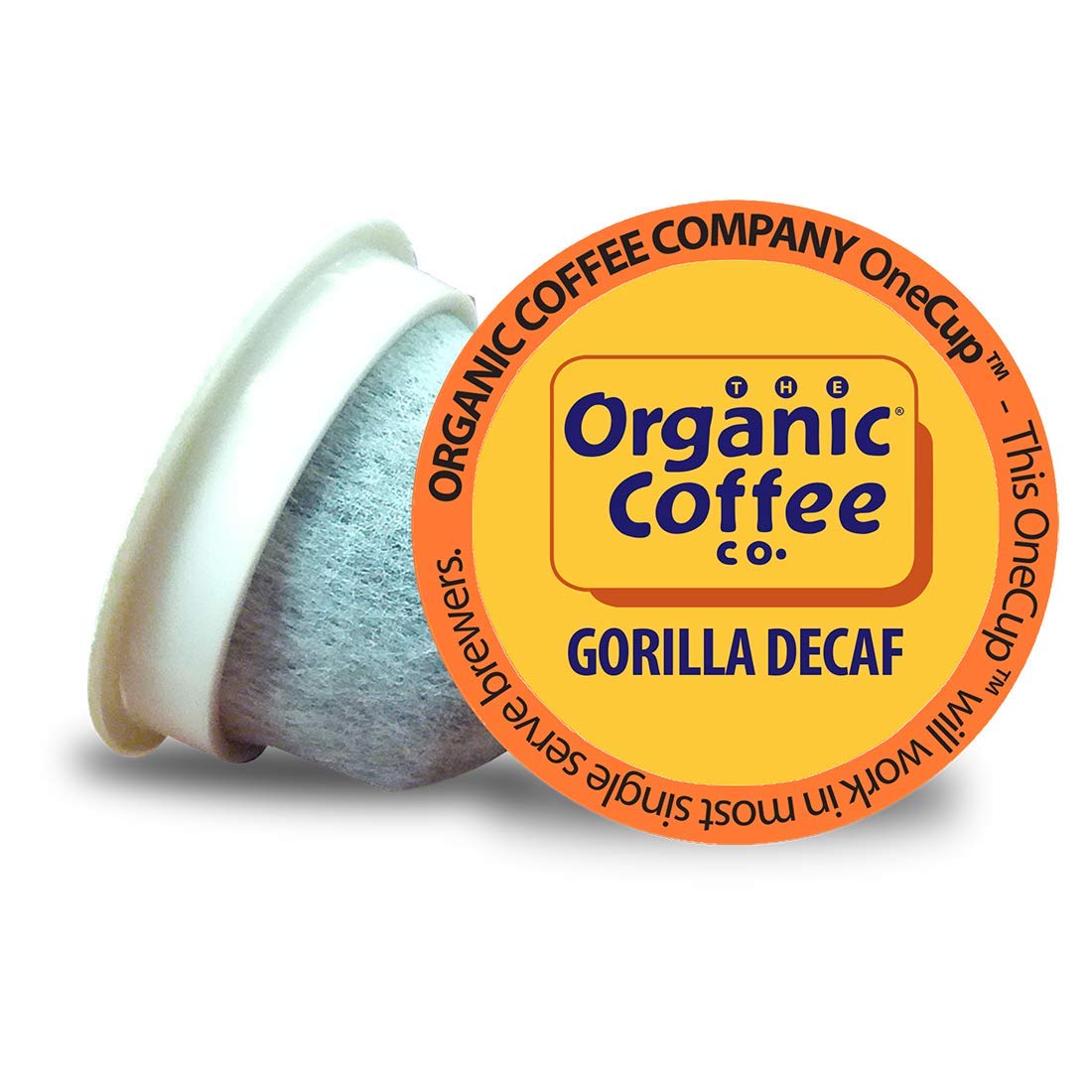 The Organic Coffee Co. Compostable Coffee Pods - Gorilla Decaf (36 Ct) K Cup Compatible including Keurig 2.0, Medium Roast, Swiss Water Processed