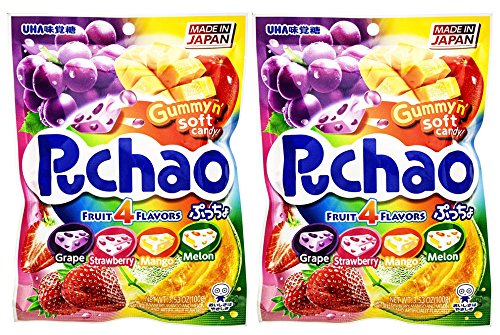 Japanese UHA Mikakuto Soft Chewy Candy with Gummy Bits 2packs (Fruit 4 Flavors)