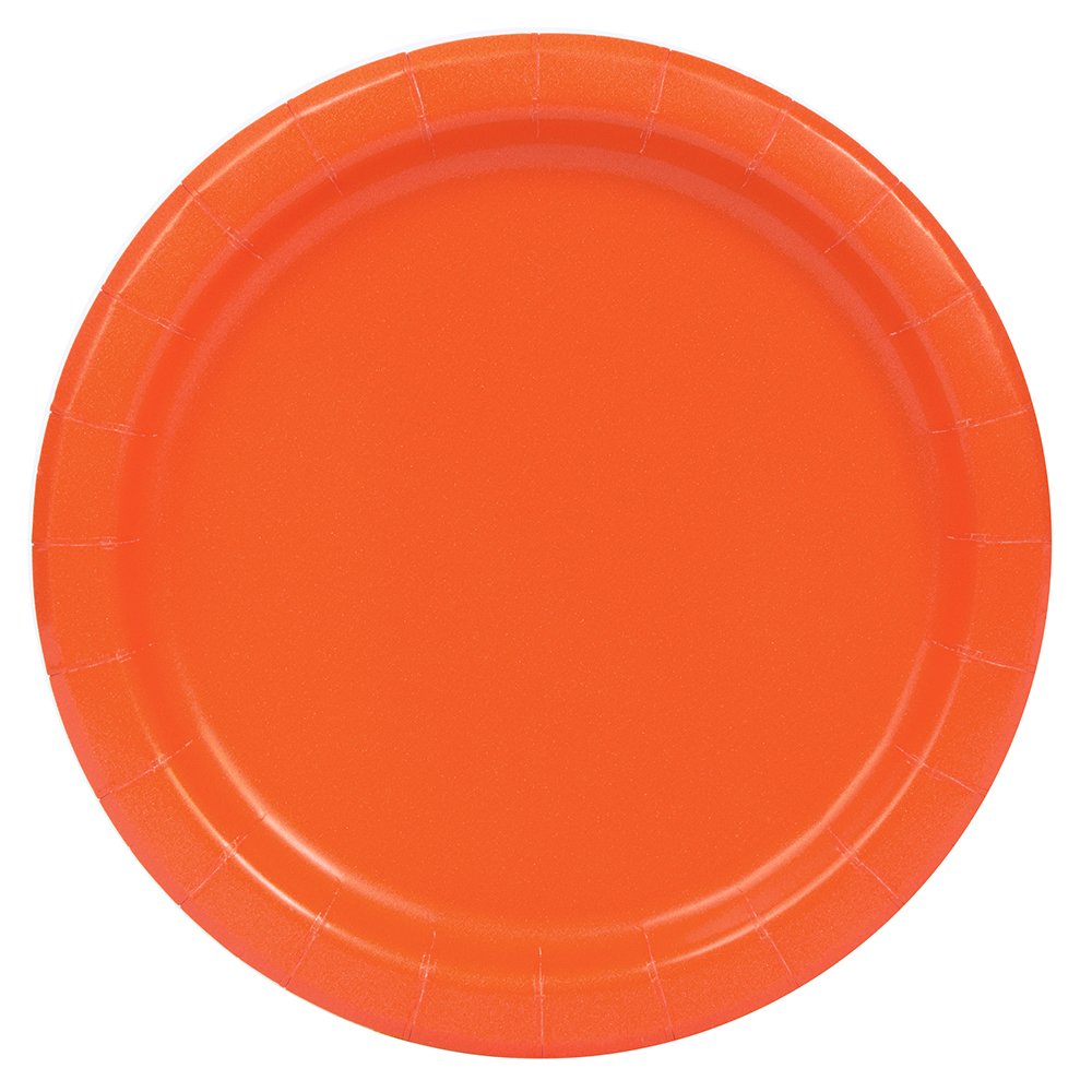 Pumpkin Orange Round Disposable Paper Dinner Plates - 9'', 8 Pieces - Perfect for Parties, Weddings, Holidays & Events