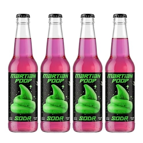 Rocket Fizz Martian Poop Marionberry Soda Flavor | Cane Sugar | Craft Soda Pop Drinks | 12 oz in Glass Bottle (4 Pack)