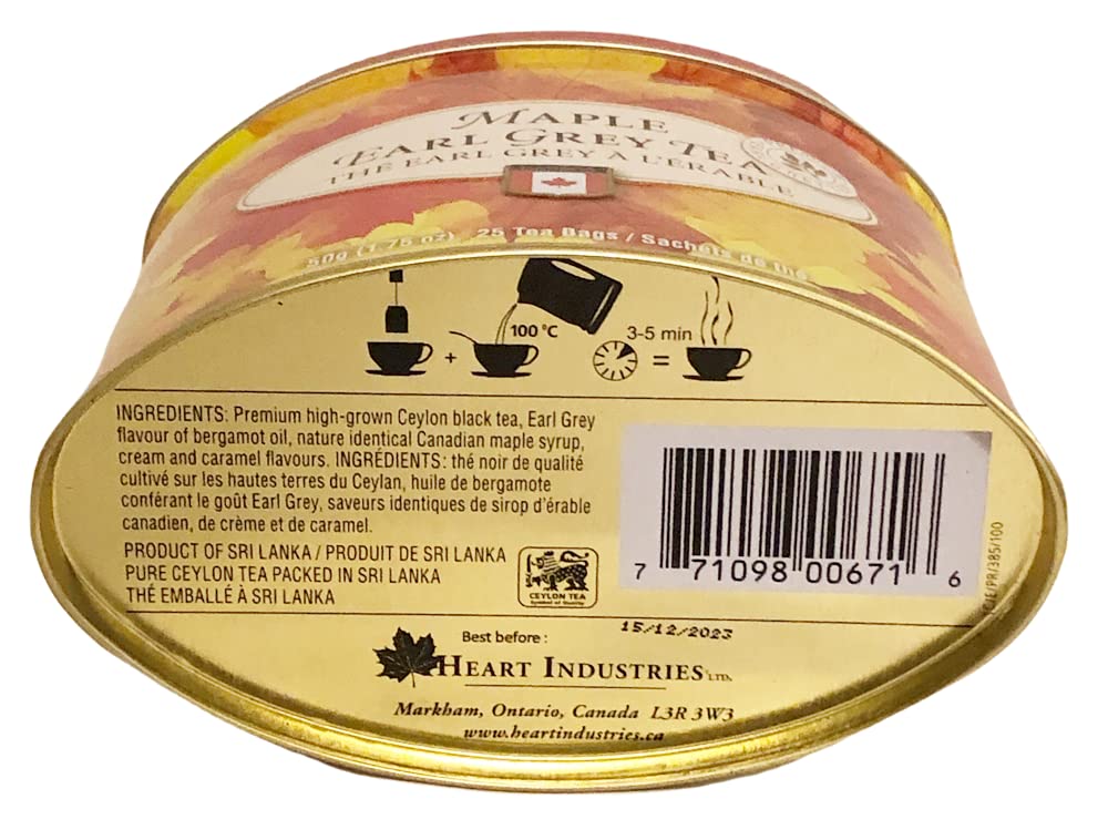 CANADA TRUE premium Ceylon Black Tea -25 Tea Bags 50g Can Package (Maple Earl Grey Tea)