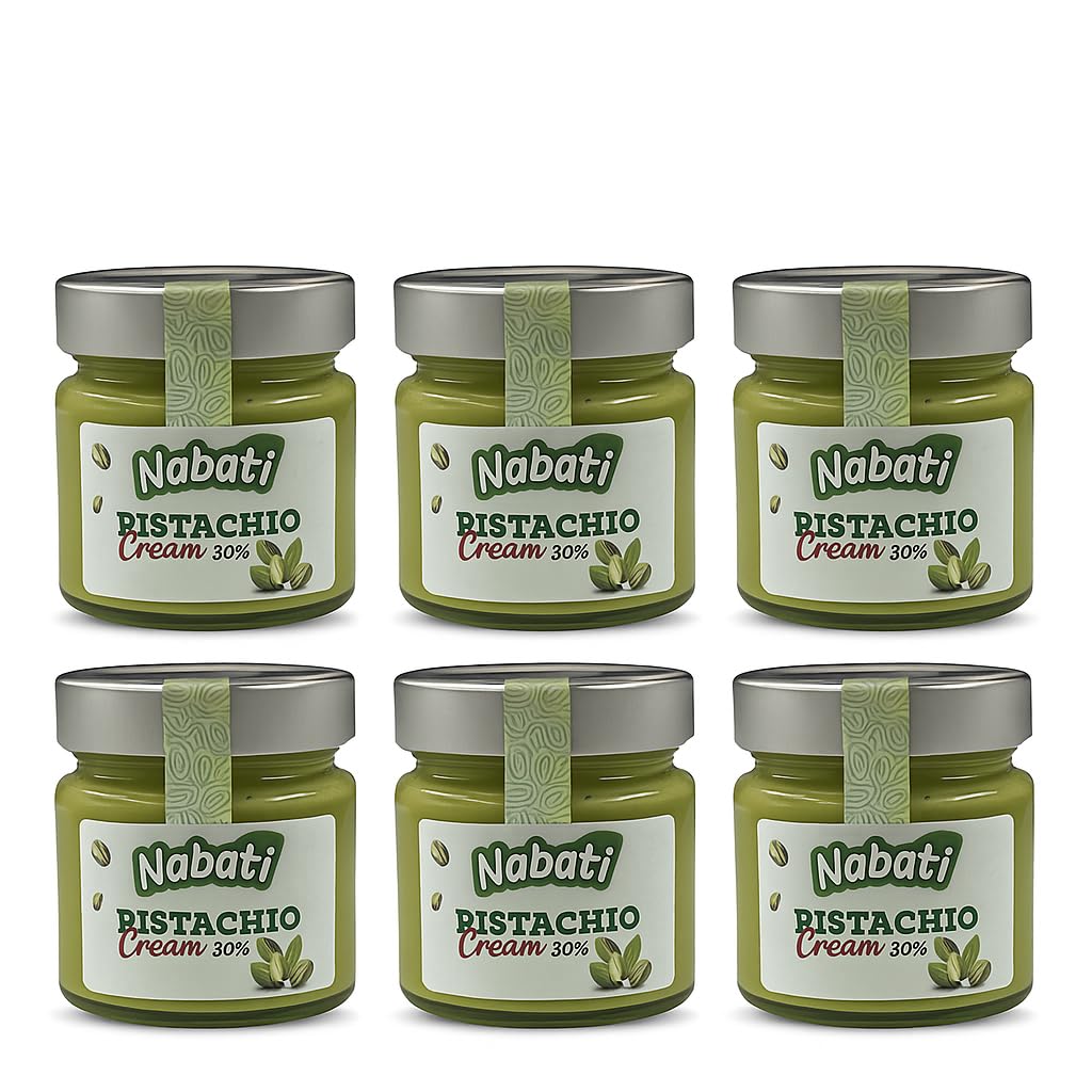 Nabati Pistachio Cream Spread Jar, 30% Pistachio Cream, 7.05 oz (200g) Set of 6