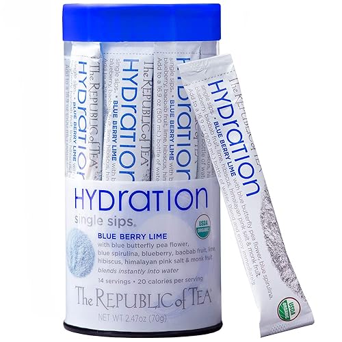The Republic of Tea Hydration Blue Berry Lime Single Sips, 14 Count