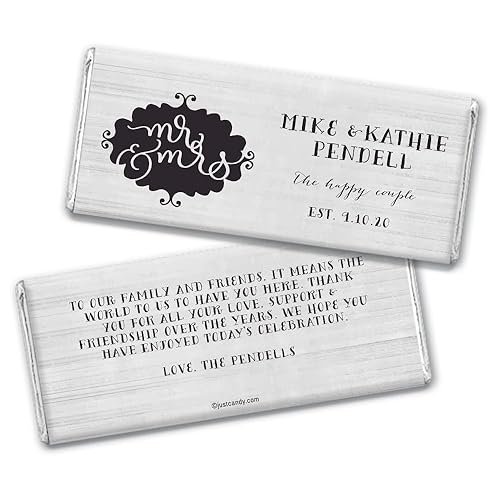 Rustic Wedding Favors for Guests Personalized Chocolate Bars (24 Pack) - Bridal Shower Favors for Guests, Rustic Wedding Candy
