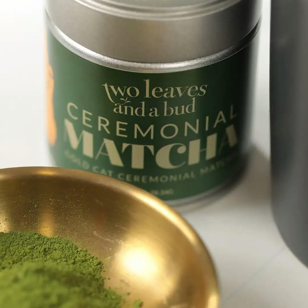 Two Leaves and a Bud Organic Ceremonial Matcha Green Tea, 100% Japanese Matcha powder, 1oz Tin (28.34g)
