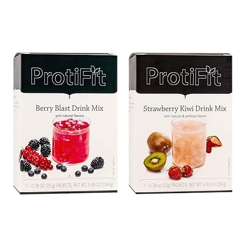 PROTIFIT - High Protein Berry Blast & Strawberry Kiwi Fruit Drink 2 Pack, 15g Protein, Low Calorie, Sugar Free, Ideal Protein Compatible, 7 Servings
