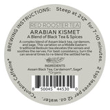 Red Rooster Tea Arabian Kismet - Organic Black Tea Blend with Sage & Cardamom - 4oz Loose Leaf Canister - Makes ~56 Cups - Warm, Spicy, Vanilla Notes