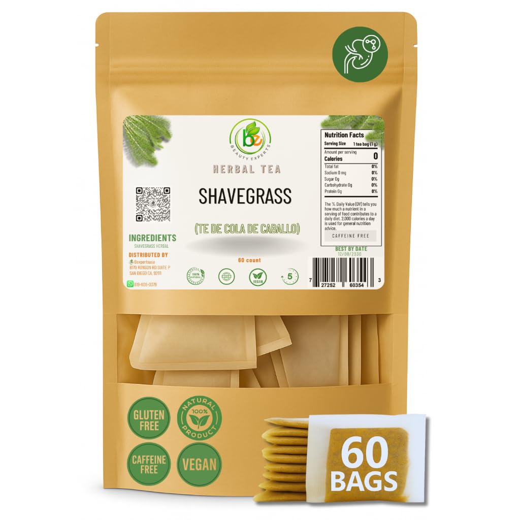 Cola de Caballo Té (Shavegrass/Horsetail Tea) - 60 Tea Bags - 100% Natural, Vegan, Herbal - Gluten-Free, Non-GMO - by Bexpertsusa