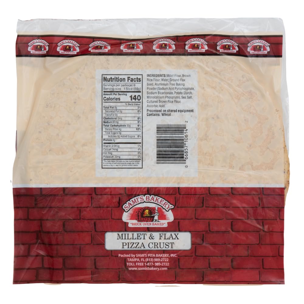 Sami's Bakery Millet and Flax Pizza Crusts, Pack of 4.