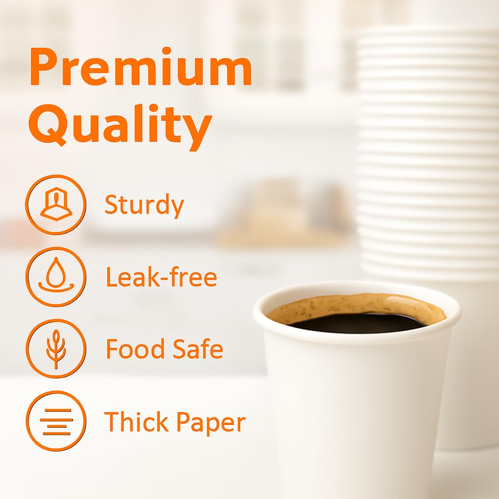 Lakesstory 50 Pack 8 oz Disposable Paper Cups - Small White Paper Cups for Hot & Cold Drinks, Water, Coffee, Tea, Mouthwash, Bathroom, Office, Party