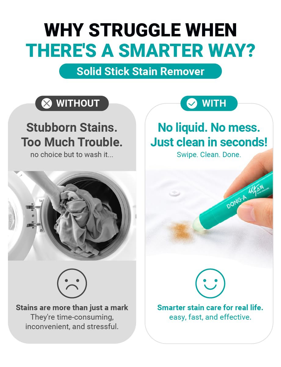 Easy-to-Use Stain Remover Stick for Everyday Use - Quick Laundry Spot Cleaner, Travel-Friendly Solid Formula (1 Count)