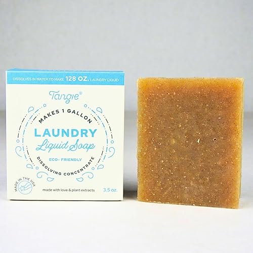 Tangie Laundry Bar Concentrate | Dissolves To Make 128+ Loads of Liquid Laundry, Zero Waste Laundry Detergent