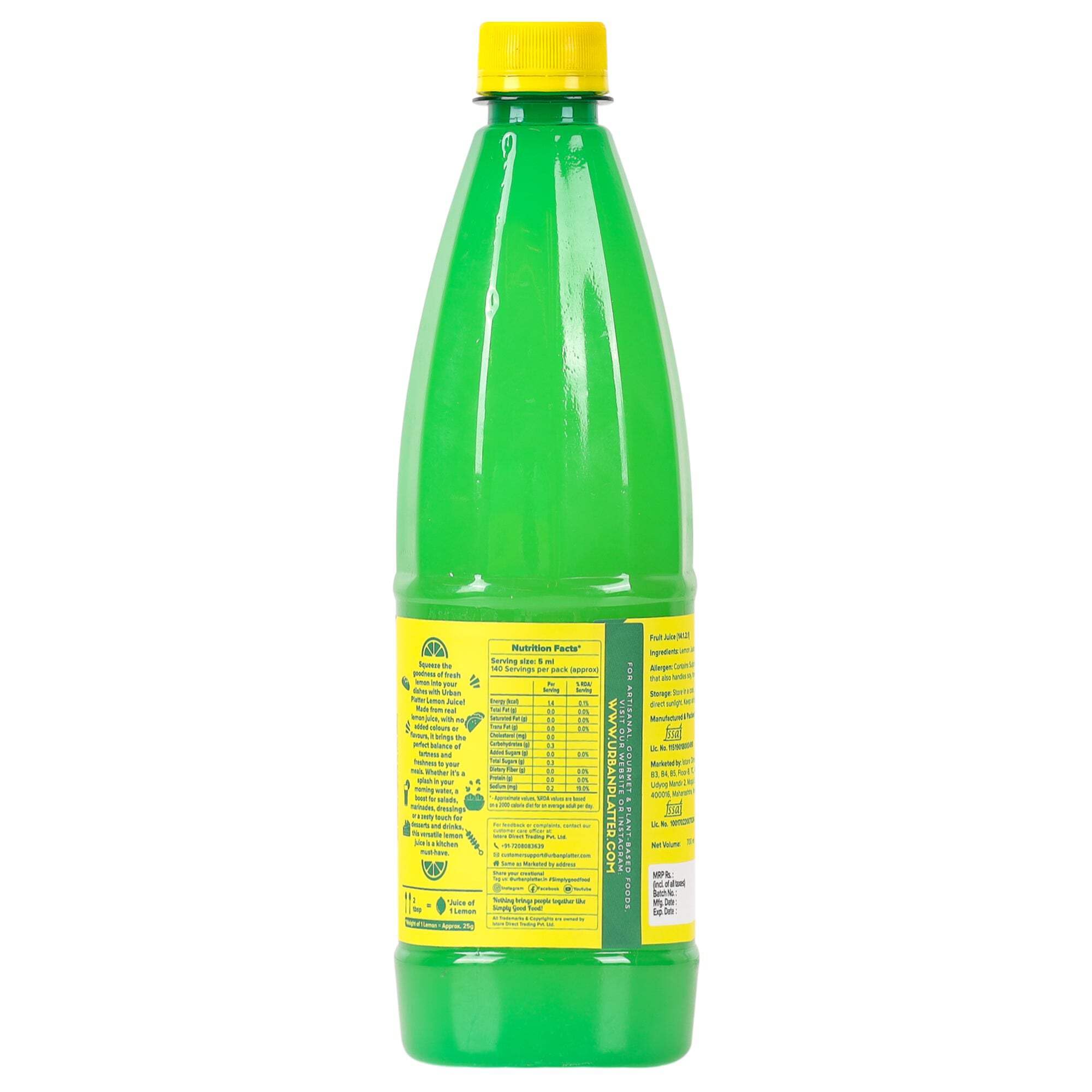 Urban Platter Lemon Juice Concentrate | Equivalent to 70 Lemons | Ideal for Cooking, Baking, Cocktails, Mocktails, Juices & Marinades | Convenient