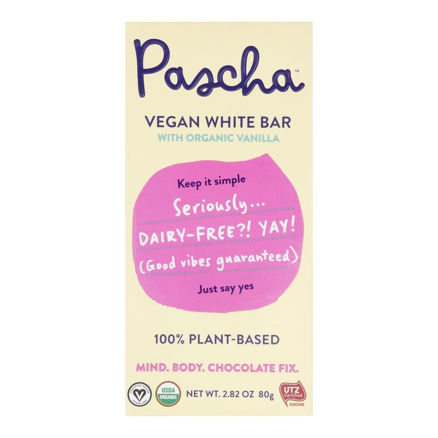 Pascha - Bar White Chocolate Vegan - Case of 10-2.82 Oz