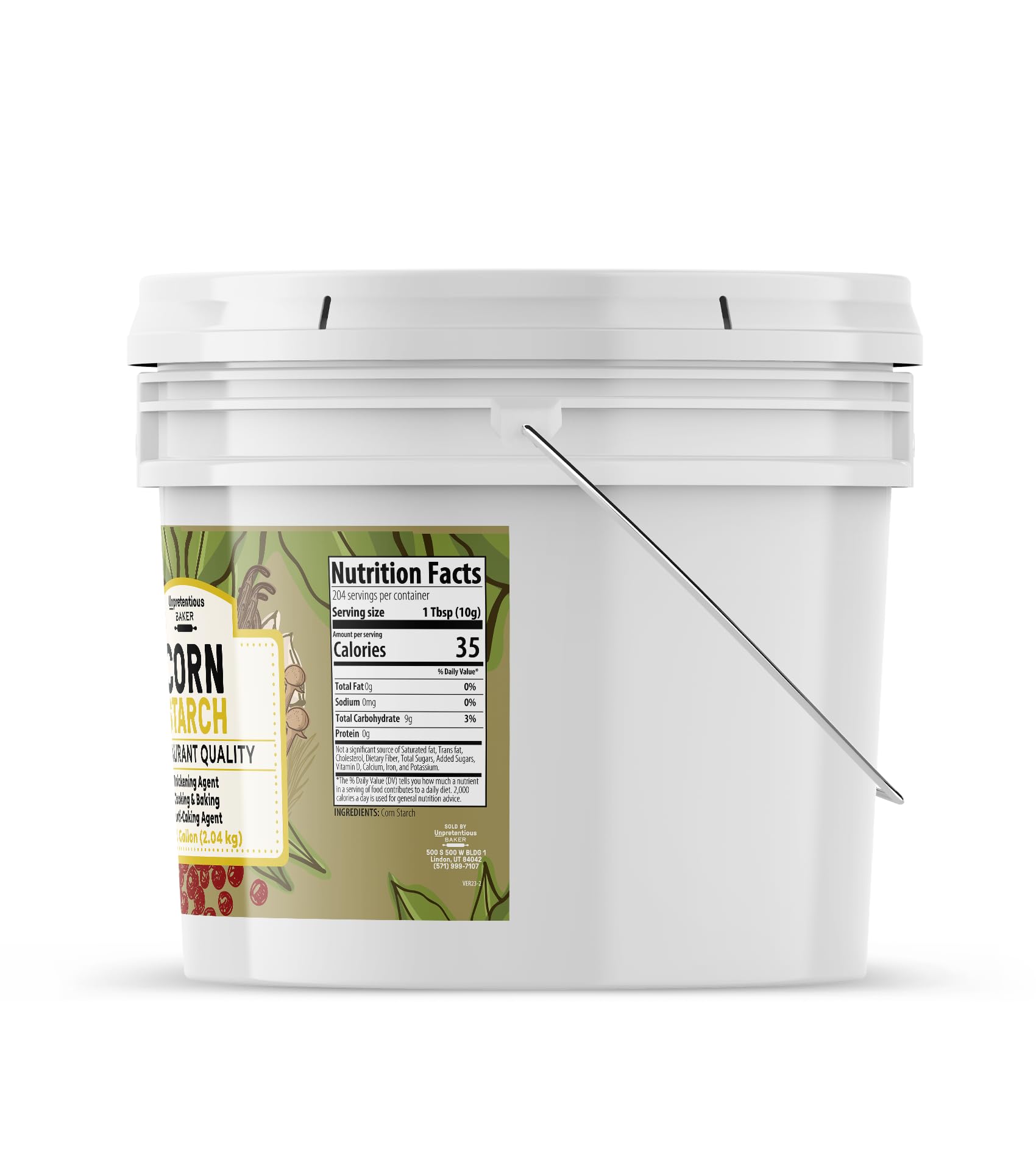 Unpretentious Corn Starch, 1 Gallon, Resealable Bucket, Thickening Agent, For Bulk Baking & Cleaning Use (4.5 Pound)