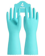 PACIFIC PPE 4 Pairs Reusable Dishwashing Cleaning Gloves with Latex Free, Cotton Lining, Kitchen Gloves, Green, Large