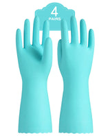 PACIFIC PPE 4 Pairs Reusable Dishwashing Cleaning Gloves with Latex Free, Cotton Lining, Kitchen Gloves, Green, Large