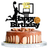 Basketball Happy 15th Birthday Cake Topper-Basketball Themed Birthday Party Cake Decoration-15 Years Birthday Party Supplies (15th)