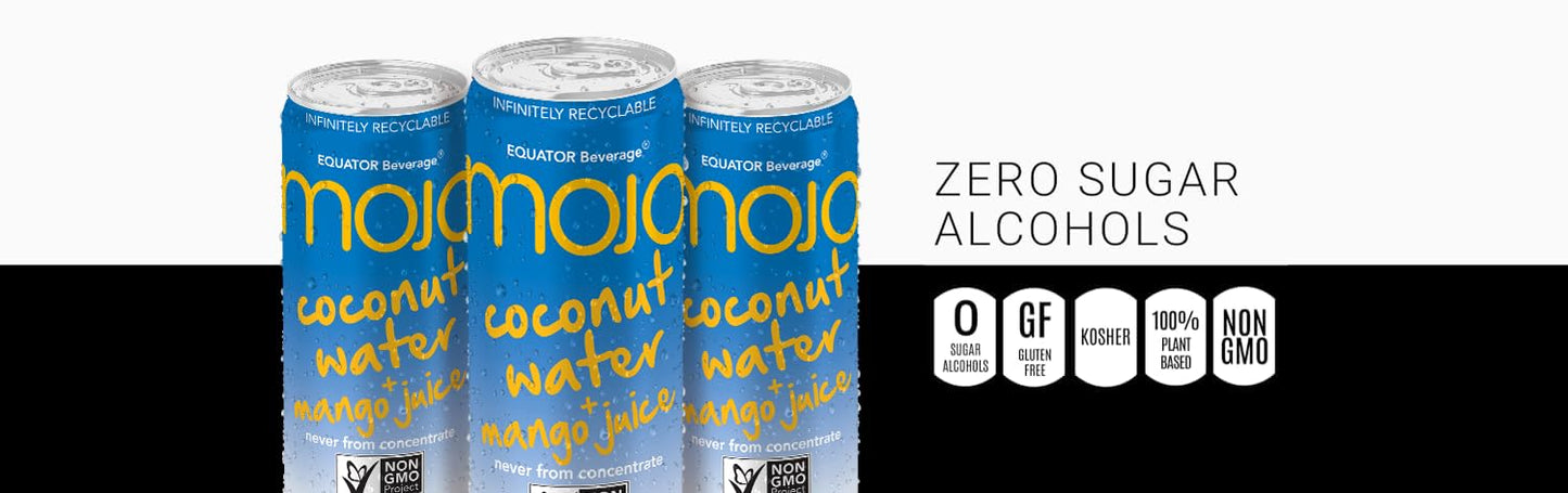 MOJO Coconut Water + Mango Juice | Hydration Drink & Sports Drink | Electrolytes Beverage | Vitamin B & C | Hydration Drink for Skin & Body | 11.1 Oz