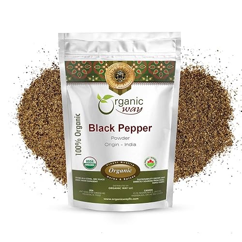 Organic Way Premium Black Pepper Powder (Black Tellicherry Peppercorn) - Adds Flavour & Aroma | Organic & Kosher Certified | Raw, Non GMO & Gluten