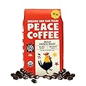 Peace Coffee Decaf French Roast Whole Bean Coffee, Dark Roast, 12 oz, Organic Fair Trade, Nutty, Bold Flavor, Shade Grown, Fresh Roasted