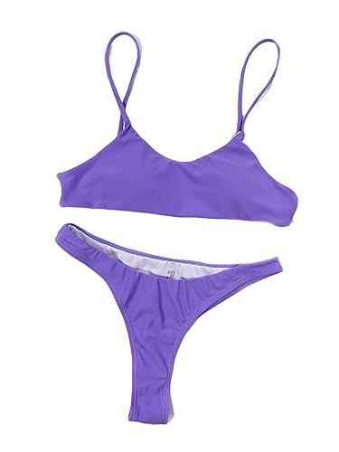 Women's Sexy Back Bikini 2021 Swimwear Swimsuit (Purple, L)