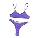 Women's Sexy Back Bikini 2021 Swimwear Swimsuit (Purple, L)