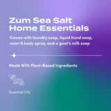 Zum Indigo Wild Home Essentials - Laundry Soap (64 oz) - Liquid Hand Soap (12 fl oz) - Room Spray Air Freshener (4 fl oz) - Goat Milk Soap Bar (3 oz)