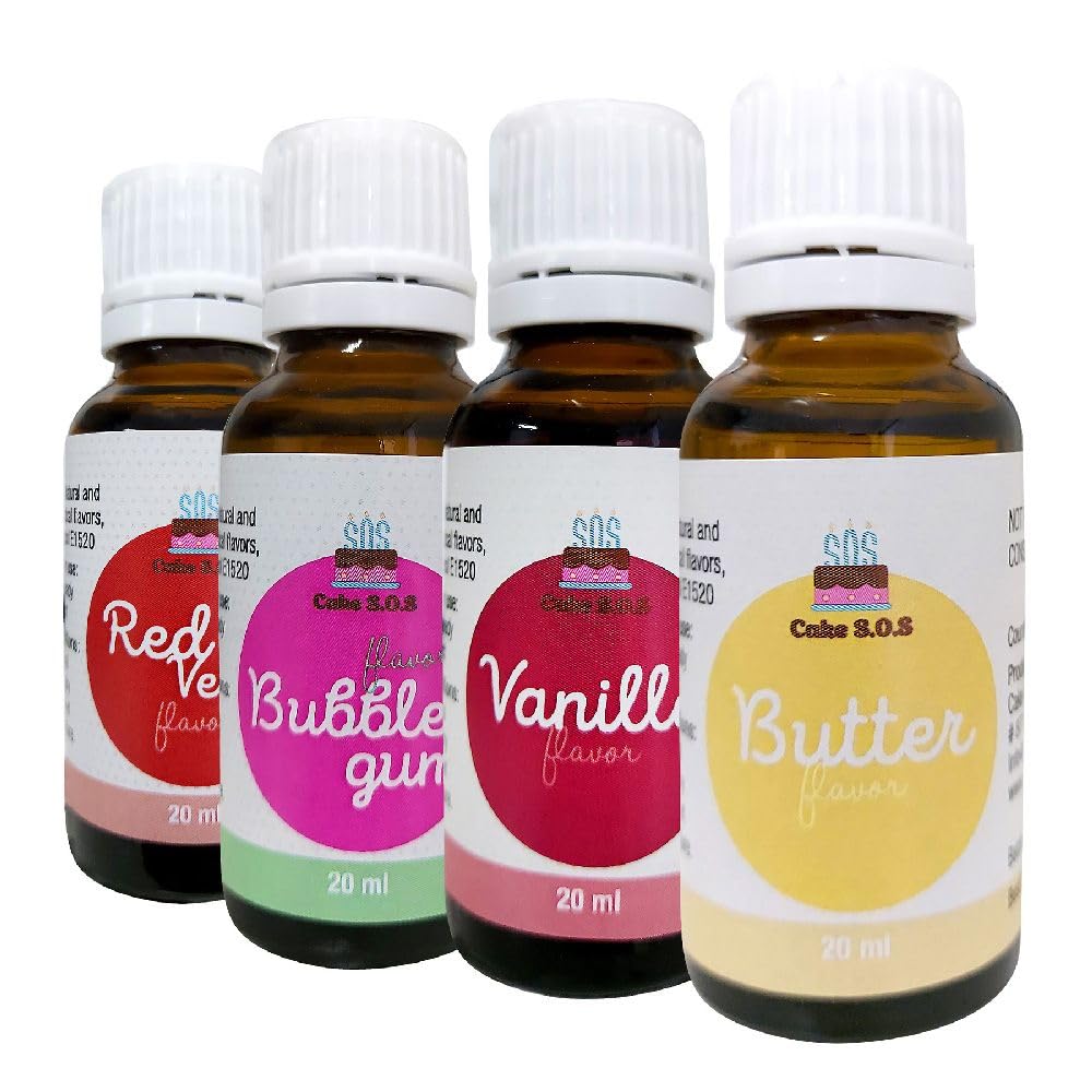 Elegant Flavors Set of 4 Professional Strength Artificial Flavors, Extra Depth and Flavor to your Cakes, Cookies, Icings and Pastries (Red Velvet