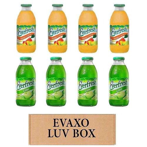 LUV BOX- variety Everfresh Juice 16 oz. pack of 8, Everfresh Mango Carrot, Everfresh Lime. by evaxo