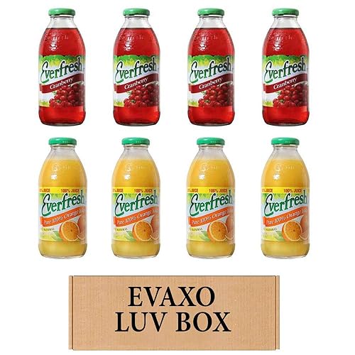 LUV BOX- variety Everfresh Juice 16 oz. pack of 8 , Everfresh Cranberry Apple , Everfresh Kiwi Strawberry. by evaxo