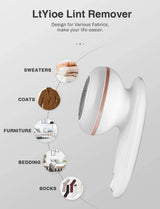 Lint Remover Shaver LtYioe Fabric Shaver USB Rechargeable Sweater Shaver Fabric Fuzz Remover with 2 Blades and Clean Brush, Battery Operated