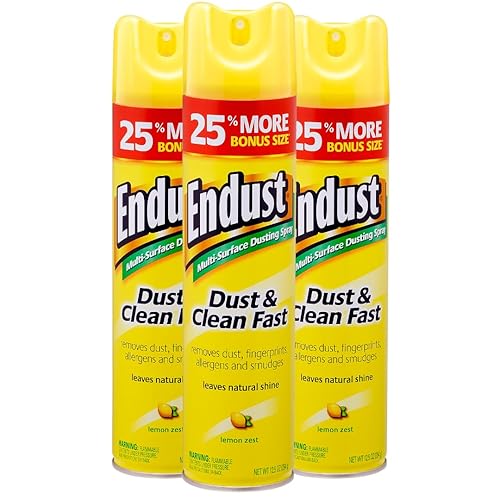 Endust Lemon Zest Multi-Surface Dusting and Cleaning Spray, Lemon Zest, 3-Pack