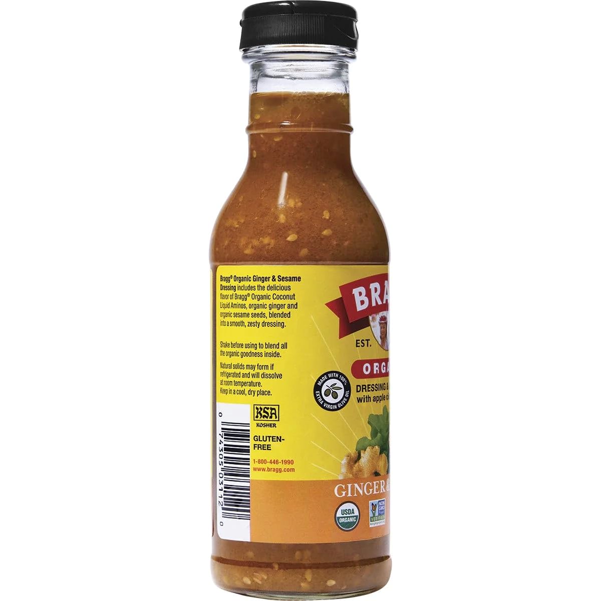 Bragg Organic Ginger and Sesame Salad Dressing and Marinade - 12 fl oz - Gluten-Free Dressing with Bragg Apple Cider Vinegar