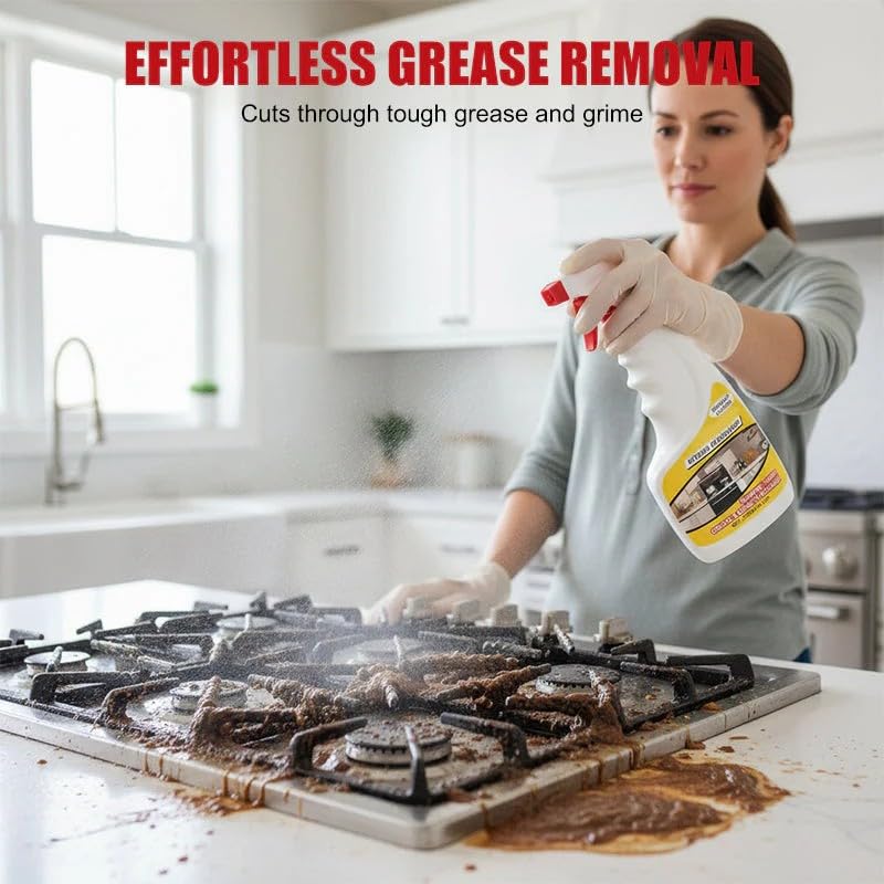 Powerful Kitchen Degreaser - Spray, Wipe, Shine - No Rinse Needed! Tough On Grease, Gentle on Surfaces - Your Kitchen’s New Best Friend, Kitchen