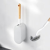 ERGONOW Toilet Brush and Holder with Lid Set, Curved Design Angled Toilet Bowl Brush Scrubber, Durable Bristles for Bathroom Cleaning