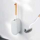 ERGONOW Toilet Brush and Holder with Lid Set, Curved Design Angled Toilet Bowl Brush Scrubber, Durable Bristles for Bathroom Cleaning