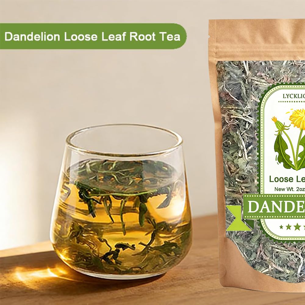 Dandelion Root Tea Loose Leaf, 2 oz (56g) - Organic Diente de Leon Herbal Tea for Liver & Kidney Cleanse, Digestive Aid, Natural Caffeine-Free