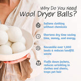 Wool Dryer Balls, 6 Pack Laundry Dryer Balls Reusable and Handmade, 100% Organic New Wool Natural Fabric Softener, Dryer Sheets Alternative and Reduce