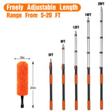 LAANPOLE 26FT Reach Dusters for Cleaning, Ceiling Fan Cleaner Duster with Extension Pole, Wall and Baseboard Cleaner Mop with Handle for Window Cobweb