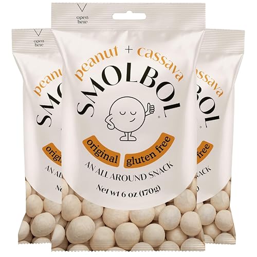 SMOLBOL Crunchy Peanuts | Roasted and Lightly Salted | Gluten-Free Cassava Crust | No Sugar | Plant Protein Snack | Birthday Snacks for Kids | Party