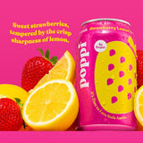 Poppi Sparkling Prebiotic Soda Beverage with Apple Cider Vinegar, Seltzer Water and Fruit Juice, Strawberry Lemon Flavor, 12 Fl Oz, 1 Count, Packaging