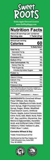 Sweet Roots Green Apple Licorice Twists - Jumbo Soft Licorice Sticks Made with Real Fruit Juice | Gourmet Apple Candy for Snack Lovers | Vegan