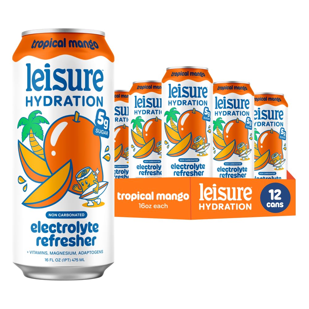 Leisure Hydration Non-Carbonated Electrolyte Refresher, Tropical Mango Flavor - Low Sugar Nutrient Enhanced Water Beverage - Get The Best Hydration