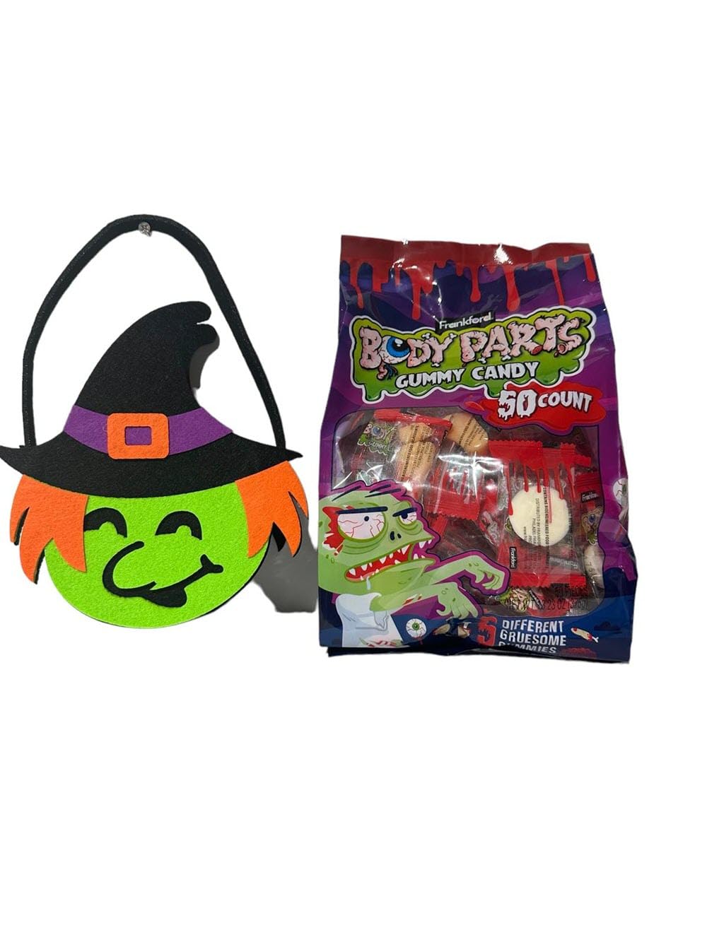 Halloween Candy Treats, Kid's Snacks for Trick or Treating, School Parties plus a B BBO Halloween souvenir pouch! (Halloween Body Part Candies and a