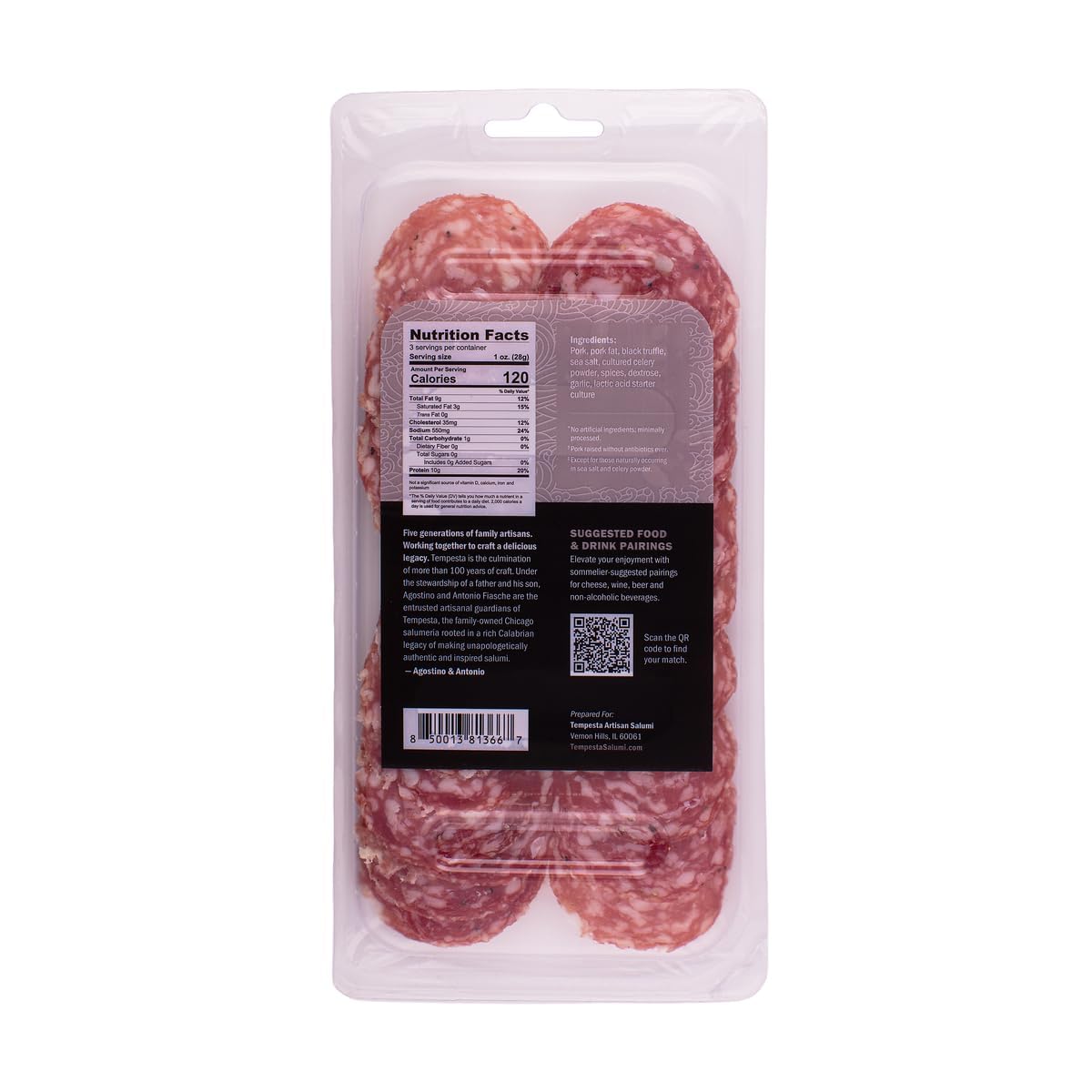Tempesta TARTUFO Black Truffle Salami, 3 OZ (Pack of 6)