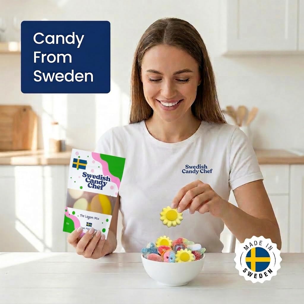 Swedish Candy Chef Lagom Mix - Swedish Gummy Candies - Variety Pack - Assorted Sweet, Sour & Fruity - Hand Packed in Sweden 5oz (.3lb)